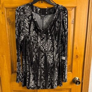 Simply Vera Vera Wang Black and Gray Long Sleeve Top